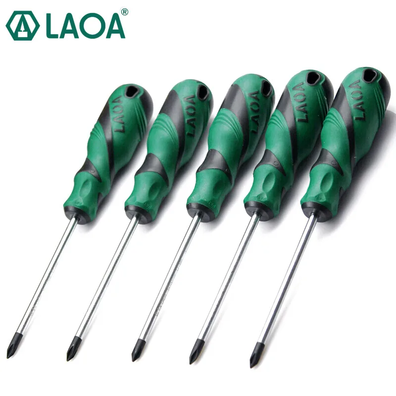 

LAOA 1pcs S2 Material Phillips Screwdrivers Slotted Screwdriver Double Color handle Screw Driver With Magnetism