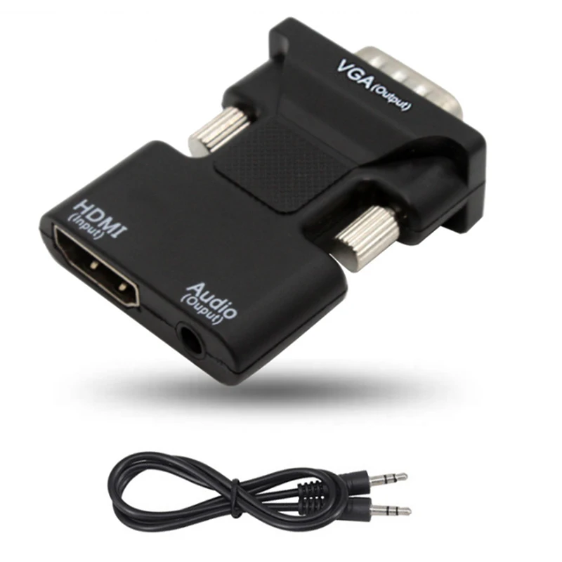 

VGA Male to HDMI Female Converter with Audio Adapter Cables 720/1080P for HDTV Monitor Projector PC Laptop TV-Box PS3