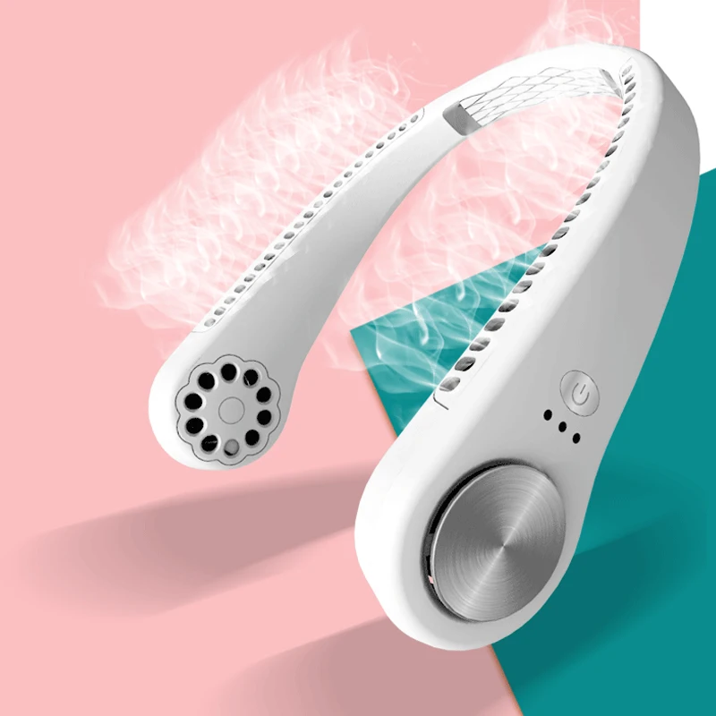 Беслопастной мини вентилятор на шею 1800 мАч USB Перезаряжаемый бесшумные