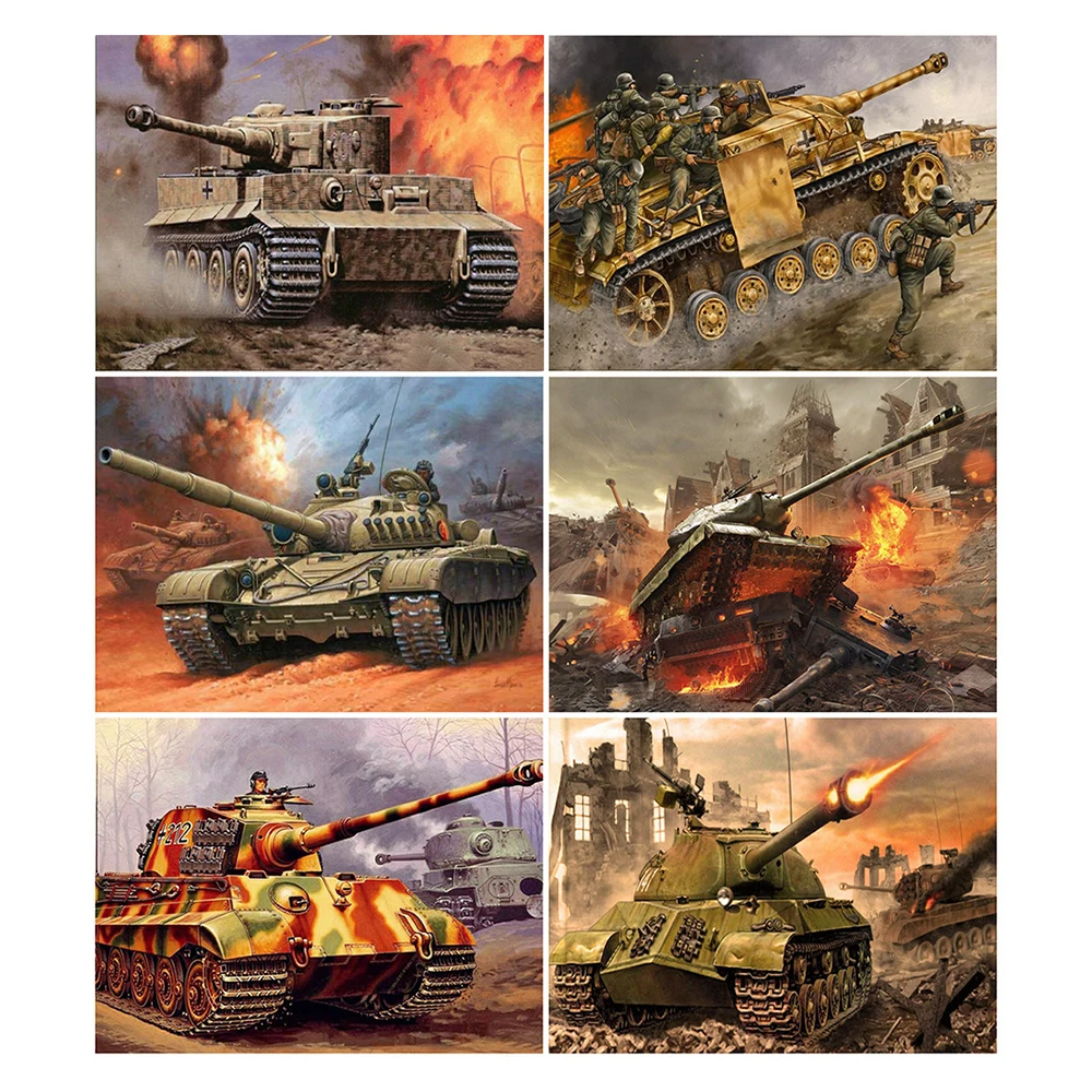 Размер холста Алмазная картина Танк DIY вышивка пейзаж полностью квадратные