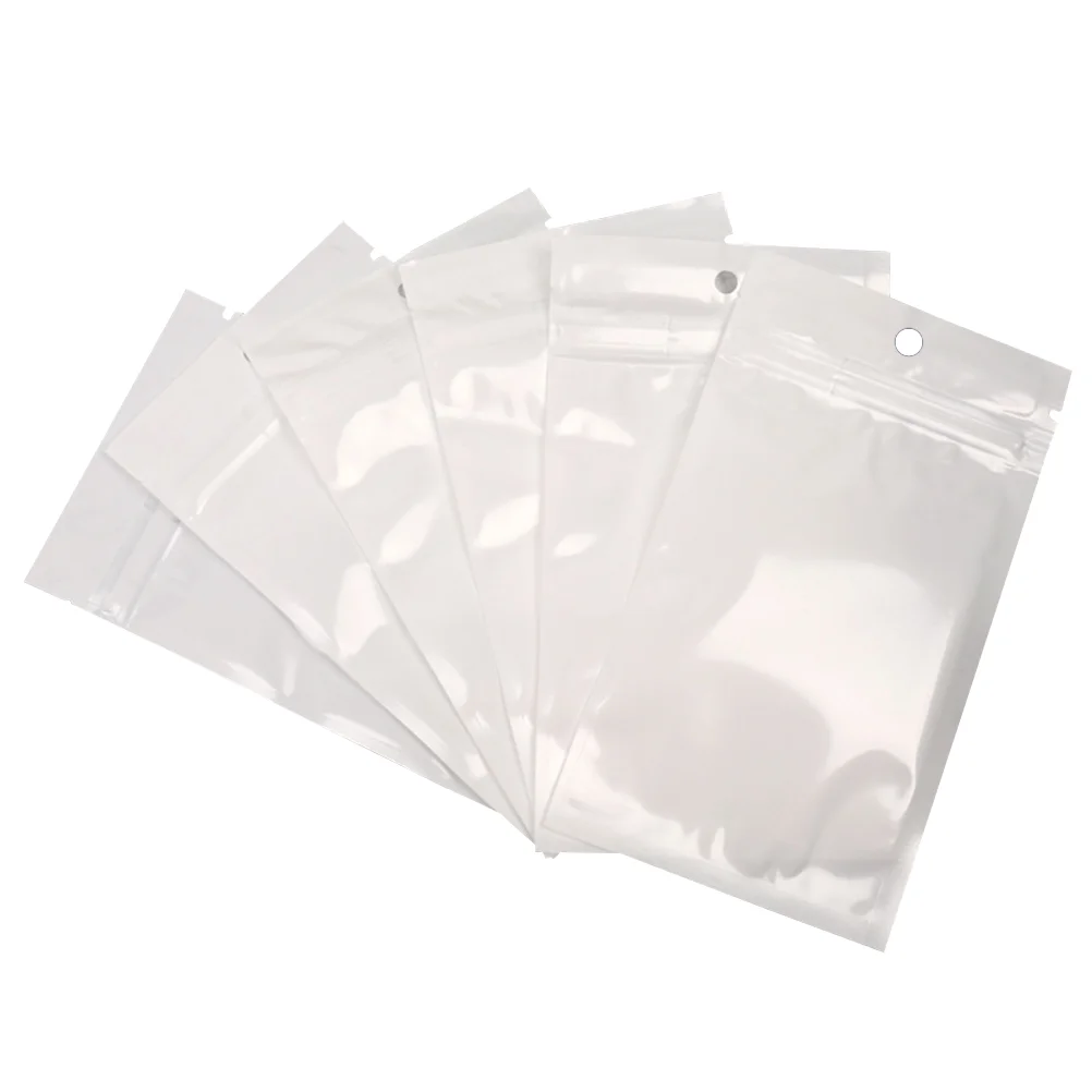 

100pcs Reclosable Sealing Bags with Hanging Hole Jewelry Storage Pouch Packaging Bag (14x17cm)
