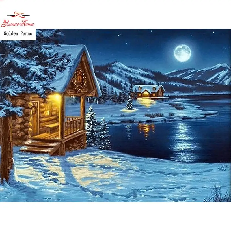 Diamante Quadrado Bordado Com Diamante Kit De Ponto Cruzado De Inverno Pintura De Diamante Paisagem Strass Decorao Para Casa