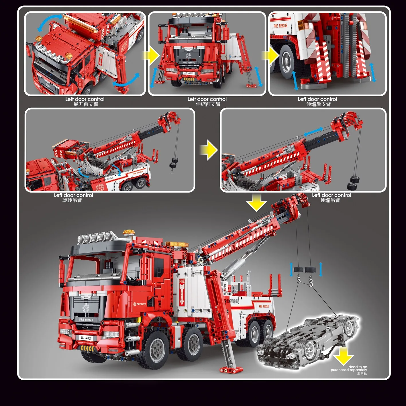 T4007 5030PCS Moc High-Tech 8x8 Road Rescue Truck Crane Electric Remote Control Assembly DIY Bricks Building Blocks Adult Toys | Игрушки и