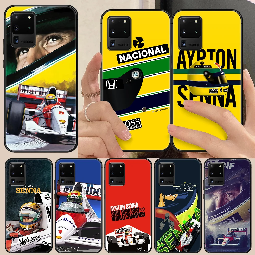 

Ayrton Senna F1 Phone Case Cover Hull For Samsung Galaxy S 6 7 8 9 10 e 20 edge uitra Note 8 9 10 plus black cell cover painting