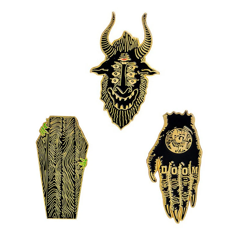 

Punk Dark Collection Brooches Hand Enamel Pin Coffin Insect lapel Pins Button Metal Badge Jeans Bag Jackets Gothic Jewelry
