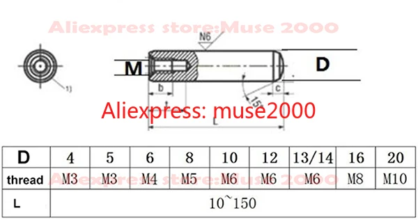 Диаметр 8 мм внутренняя резьба M5 стальной штифт стержень Длина 15 20 25 30 35 40 45 50 150