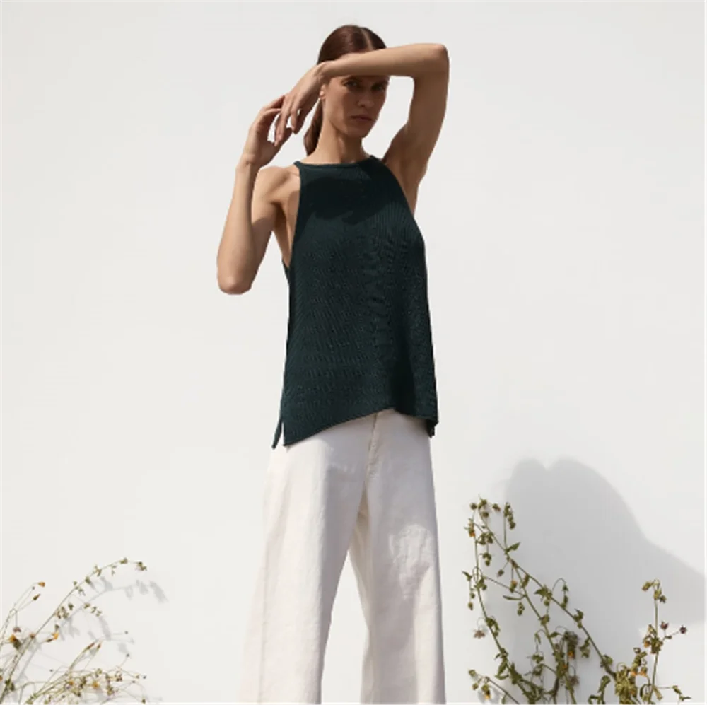 Женский вязаный свитер ZA облегающий в богемном стиле с подвесным воротником