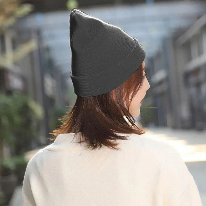 

Women Elastic Knitted Beanie Cap Color Fashion Warm Hat Hip Short Winter Beanie Caps Knitted Thread Unisex Hop Casual C6B2
