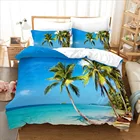 Комплект постельного белья для пляжа, односпальное, двуспальное, королевское, для побережья, с кокосовой пальмой, пододеяльник для детской спальни