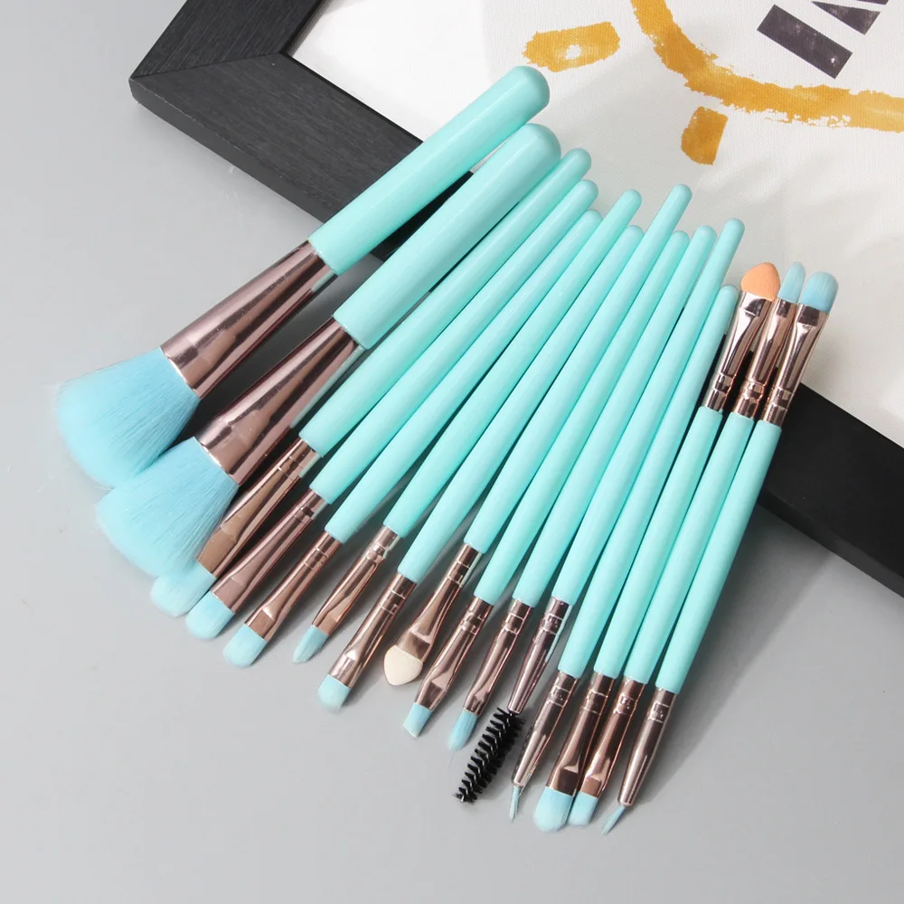 

15 Pcs/set makeup brushes Set Eye Shadow Blending Eyeliner Eyelash Eyebrow Brush Fluorescent Series Beauty Tool