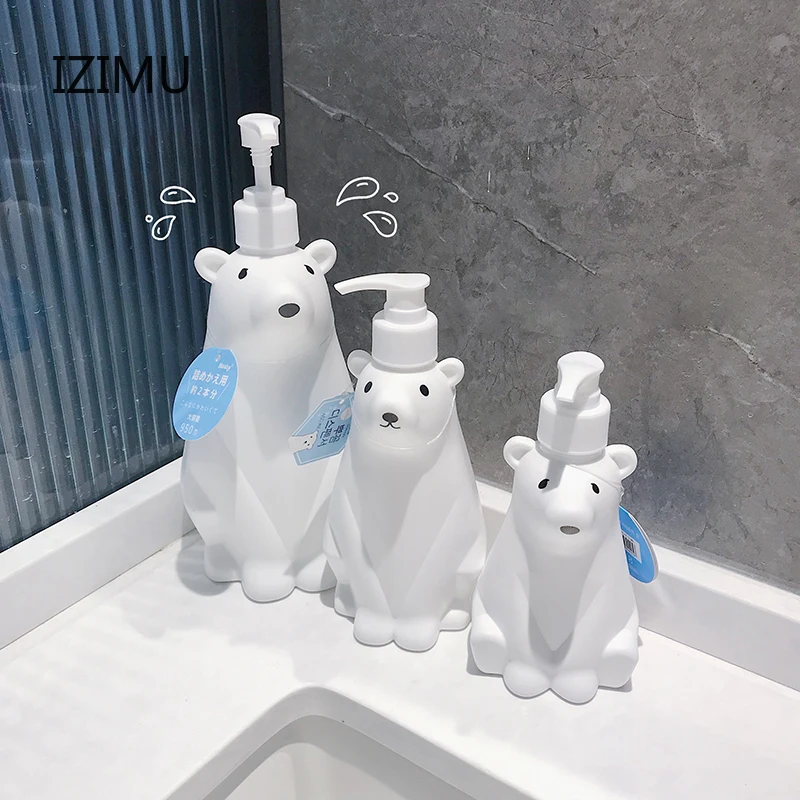 

950ML Lovely Bear Hand Sanitizer Bottle Polar Bear Large Volume Pressure Bath Soap Bottle Shower Gel Shampoo Bottle Decor Gift