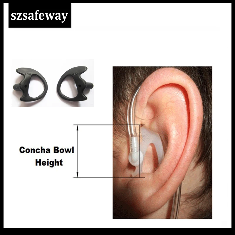 

10PCS (5Pairs) Black Silicone Earmold Earbud Replacement For Two Way Radio Walkie Talkie Secret Acoustic Tube Earpiece