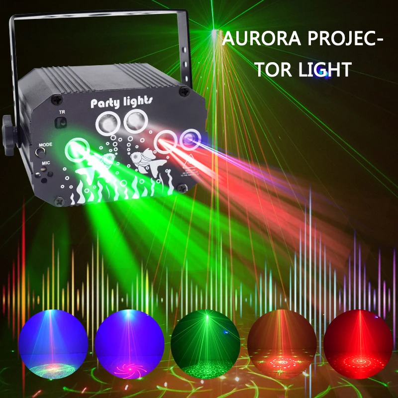 

RGB Disco Light USB Charging Projector Light Voice Control Aurora Ambient Lamp Portable Stage Lamp Home Bar Decor Accessories