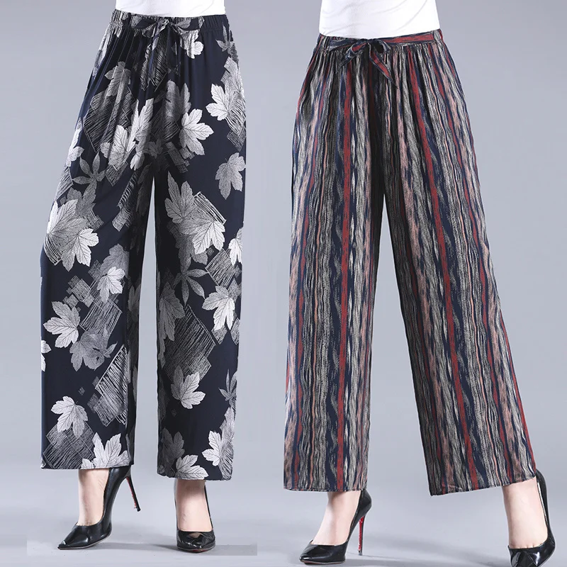 

Брюки женские с широкими штанинами, повседневные хлопковые удобные свободные штаны с принтом, прямые штаны, лето