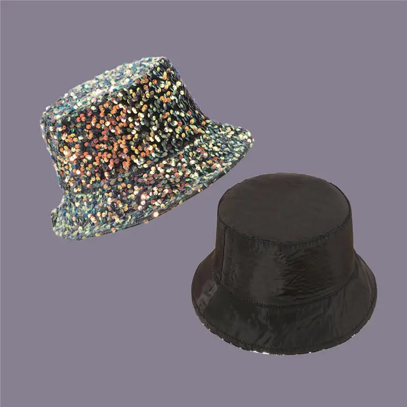 

The new style fashion joker solid color sequins Bucket Hat Fisherman Hat outdoor travel hat Sun Cap Hats for Women 84
