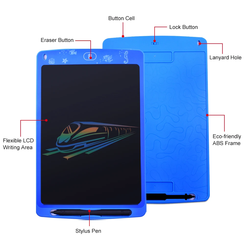 CHIPAL 10 Inch Writing Tablet Portable Colorful LCD Drawing Pad Digital Graphic Tablets Electronic Paint Board + Touch Pen Cell |