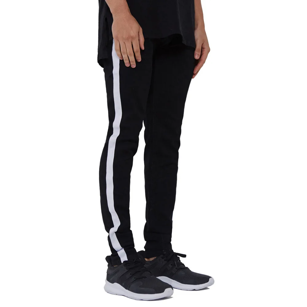 Модные дизайнерские облегающие мужские джинсы больших размеров в полоску