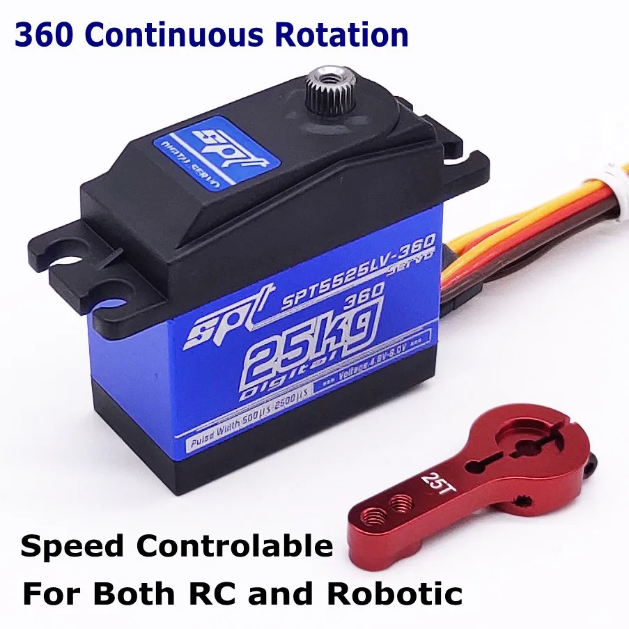 25kg Angle 360 SPT5425LV 25 кг большой крутящий момент цифровой стандартный сервопривод водонепроницаемый для 1:8 1:10 RC автомобиль альпинист самолет металлический чехол - Цвет: 25kg Angle 360