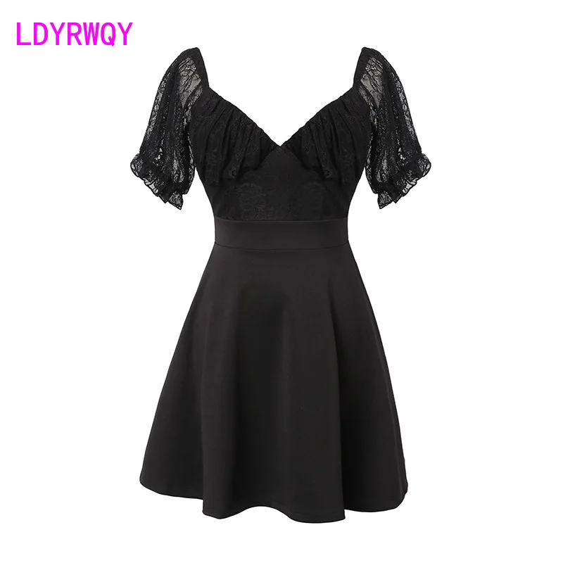 

2021 nightclub women's fashion temperament deep v waist sexy dress Knee-Length Zippers Short Solid Sheath Office Lady