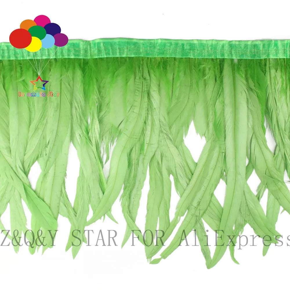 Pluma de cola de gallo Natural 20-25CM te&ntilde;ido fruta verde DIY joyer&iacute;a artesan&iacute;a mostrar Ropa Accesorios pluma-4