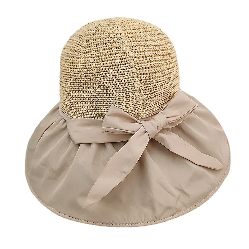 

YQYXCY New Summer Sun Protection Sunscreen Sun Hat Bow Sunshade Hat Uv Fisherman's Hat Foldable Sunhat