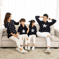 new childrens clothing parent child wear autumn and winter sweater a family of four five pointed star cute print casual sweater