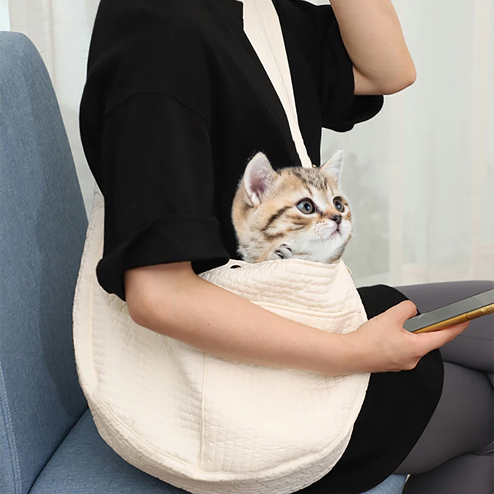 

New Pet Satchel Portable Beige Fabric Cat Backpack Pet Supplies Bag For 3-8KG Dog 4-9KG Cat