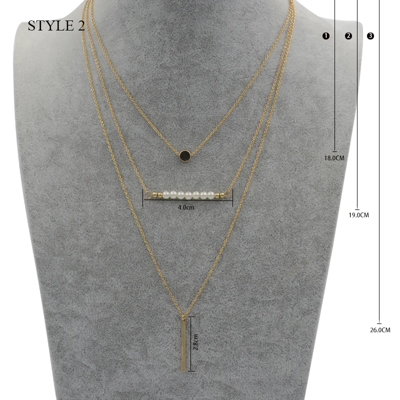 Style 2 Дикое и свободное модное многослойное ожерелье на цепочке и кулоны с Луной и круглым баром, Очаровательное ожерелье-чокер для женщин, Золотое колье, Женские Ювелирные изделия - Окраска металла: Style 2