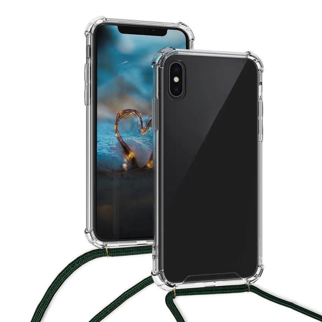 For iphone X MAX TPU Phone Cover Case ShockProof Anti-scratch Protective With Lanyard Neck Strap Retractable String | Мобильные