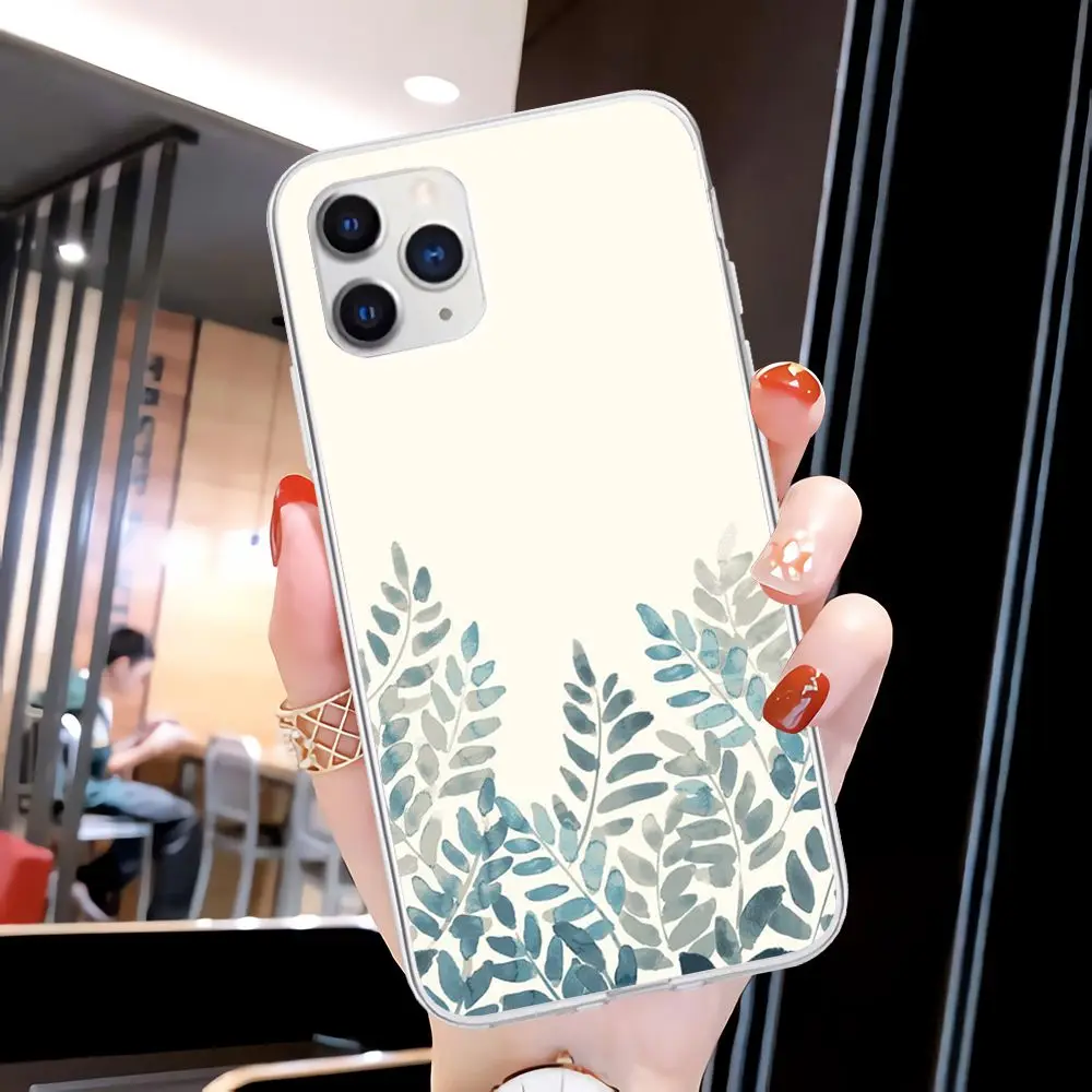 

Watercolor Plants With Flowers Transparent Phone Case For Samsung Galaxy A21S A71 S9 S10 Plus Lite S20 Note 20 Ultra Clear Cover