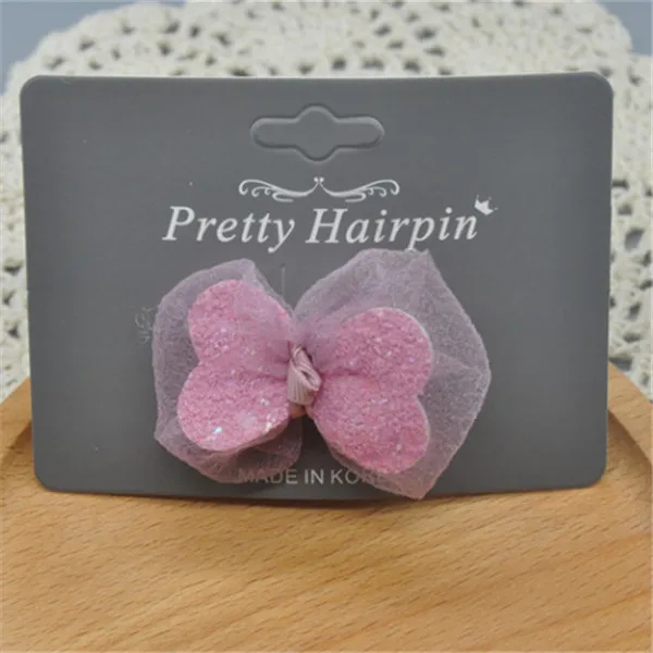 pink 40 шт./партия, Модный милый Блестящий бант, заколки для волос, милые прозрачные марлевые заколки для волос с бантом, аксессуары для волос принцессы - Цвет: pink