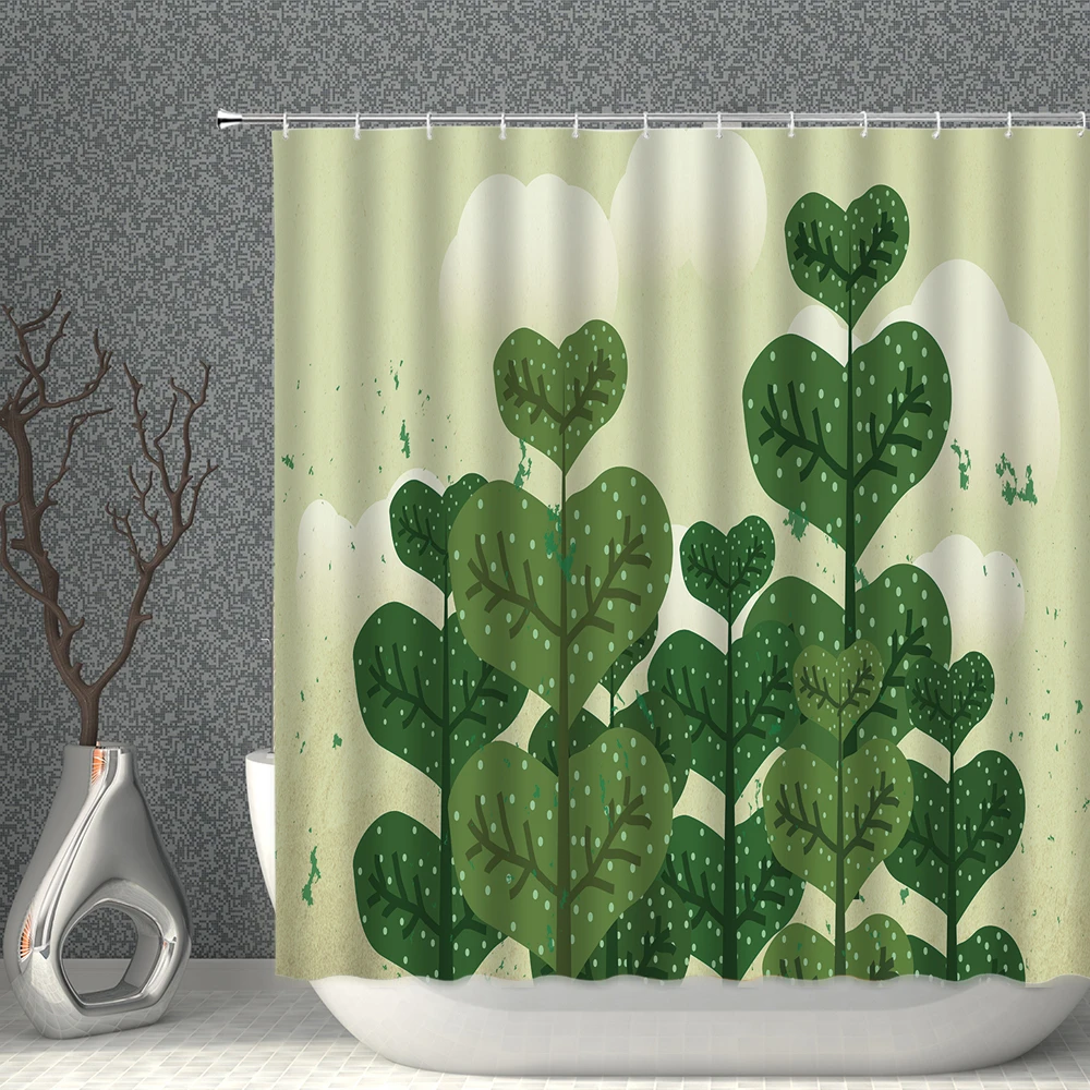 

Snail Shower Curtain Bathroom Accessories Forest Green Plants Animal Waterproof Polyester Fabric With Hooks Household Decoration