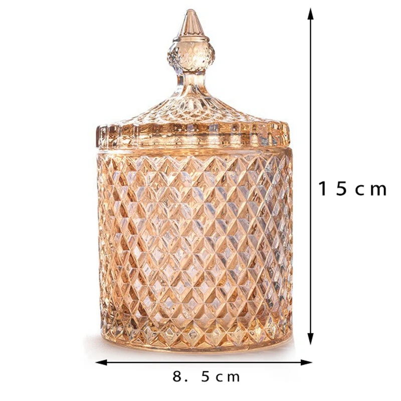 2Pcs 300Ml Crystal Glass Storage Jars Sugar Chocolate Cans Diamond Candy Box Cotton Swabs for Home | Дом и сад