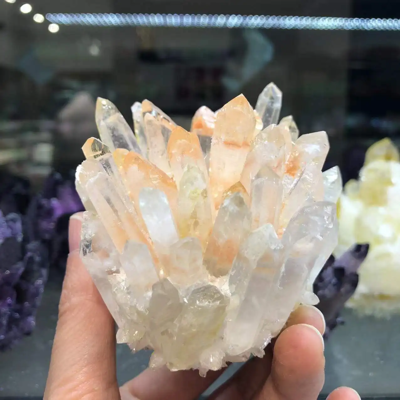 

200-300 г натуральный светильник-оранжевый кристаллический кластер цветка, украшение для рабочего стола в офисе, устранение радиации, лечебны...