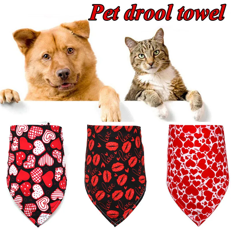 

Valentijnsdag Hond Bandana Pet Saliva Towel Love Triangle Scarf Pet Supplies Polyester Universal Dog Scarf Pet Triangle Scarf