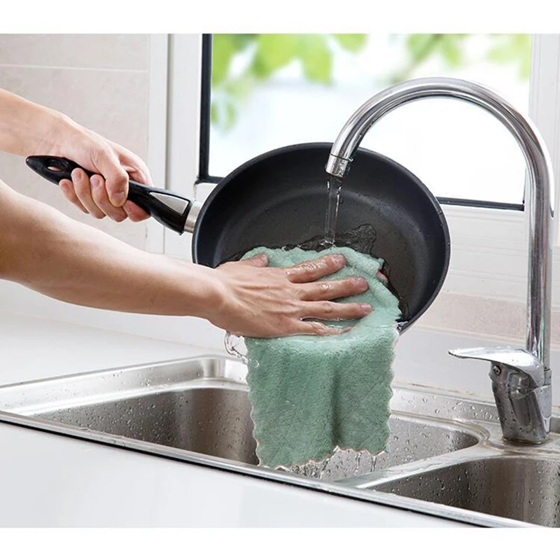 5 шт. впитывающая салфетка для посуды из микрофибры кораллового флиса кухонные