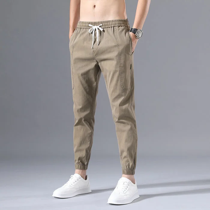 

Summer New Men Solid Cotton Joggers Harem Pants Fitness Casual Ankle-Length Trousers Man Streetwear Slim Male Pants K175