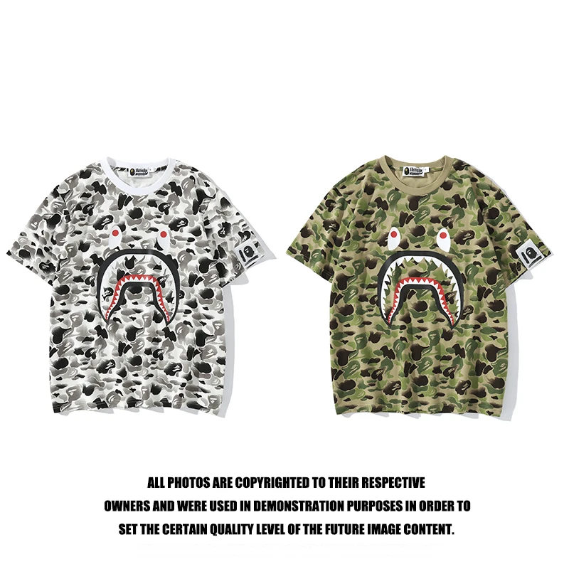

Bape Chinese style ink camouflage short-sleeved T-shirt White & Green M-3XL
