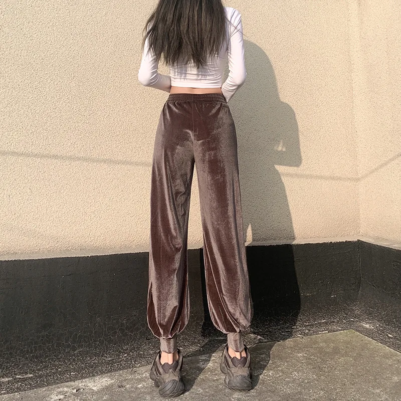 

Velvet Pants Women 2021 New Korean Women's Pants Ins Street Fashion Loose Drape High Waist Corset Women Trousers Joggers Casual