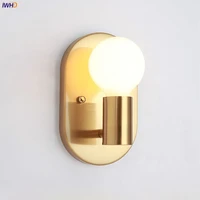 modern nordic led wall lamps sconce iron e27 golden wandlamp fixtures for bedroom mirror light wall lights applique murale