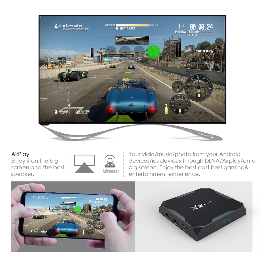 Фото ТВ-приставка X96Max Plus Android 9 0 четырехъядерный процессор Amlogic S905. Телеприставка для ТВ-приставка X96Max Plus Android 9 0 четырехъядерный процессор Amlogic S905. Телеприставка для