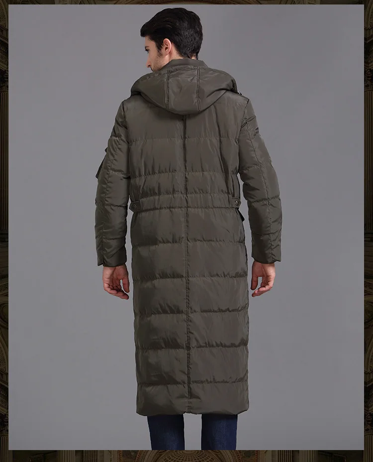 2022 new winter man duck down ultra long thick warm parkas jacket for male shiny black army green plus size xxxxl 2xl 3xl 4xl