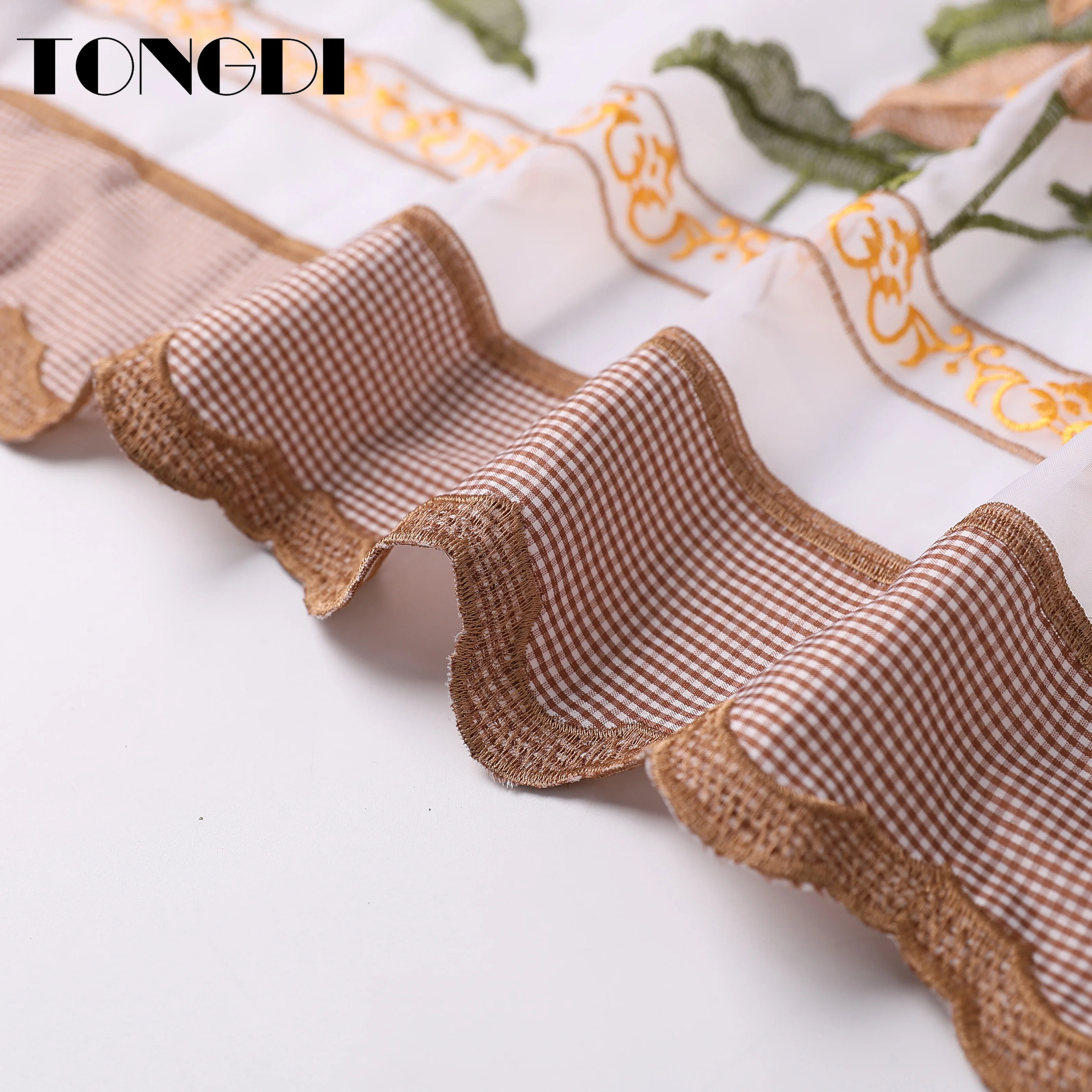 Занавески TONGDI для кухни прозрачные ярусы фрукты тюль кафе красивая вышивка окна