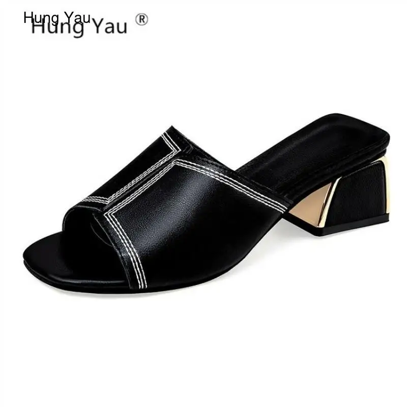 

Gladiator Sandals Summer Women 5cm Chunky High Heels Open Toe Pumps Platform Sandals Black Casual Leather Shoes Size 35-40
