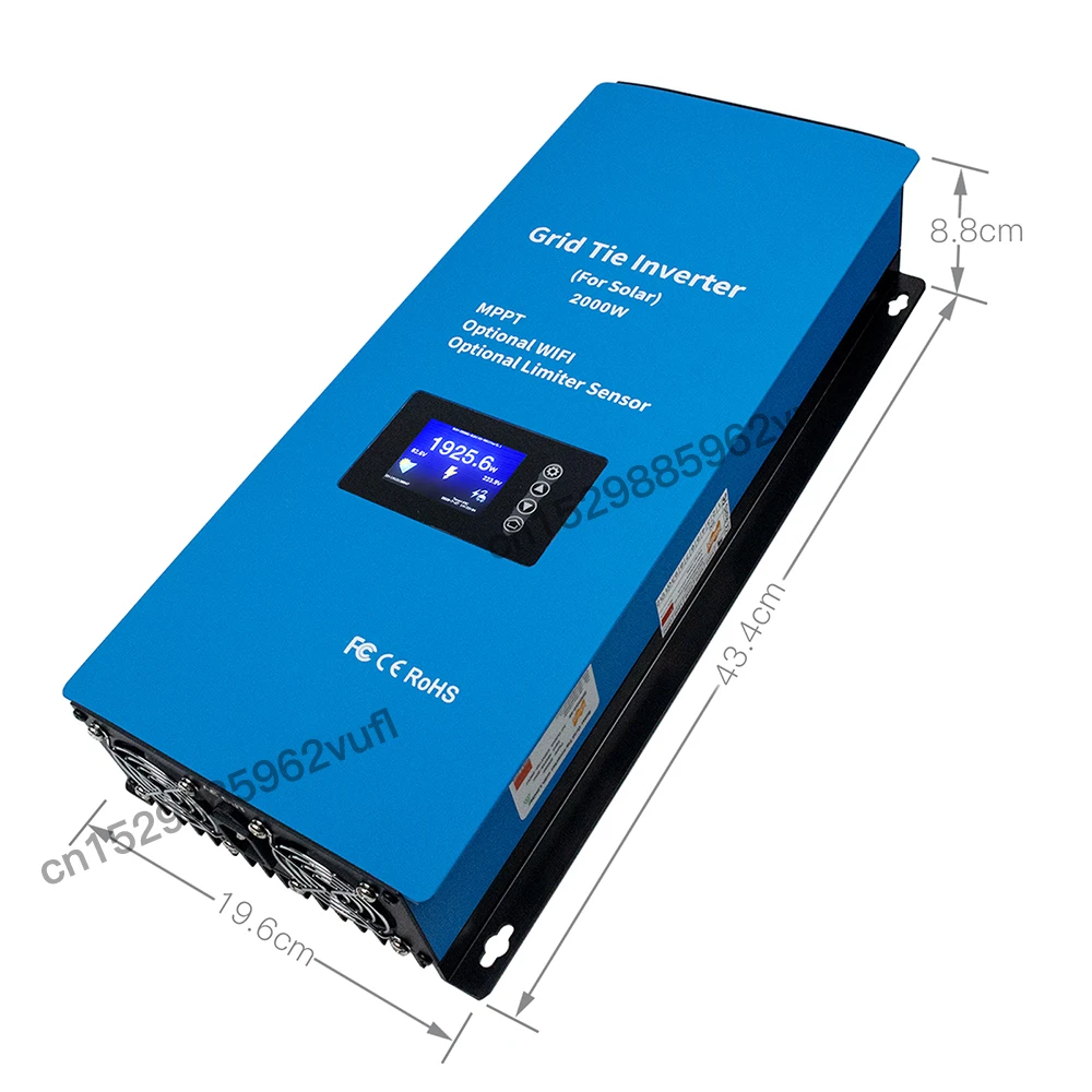 

2000W Solar On Grid Tie Inverter With Limiter Sensor MPPT 45-90VDC Pure Sine Wave Inversor Battery Discharge 230VAC for Panel