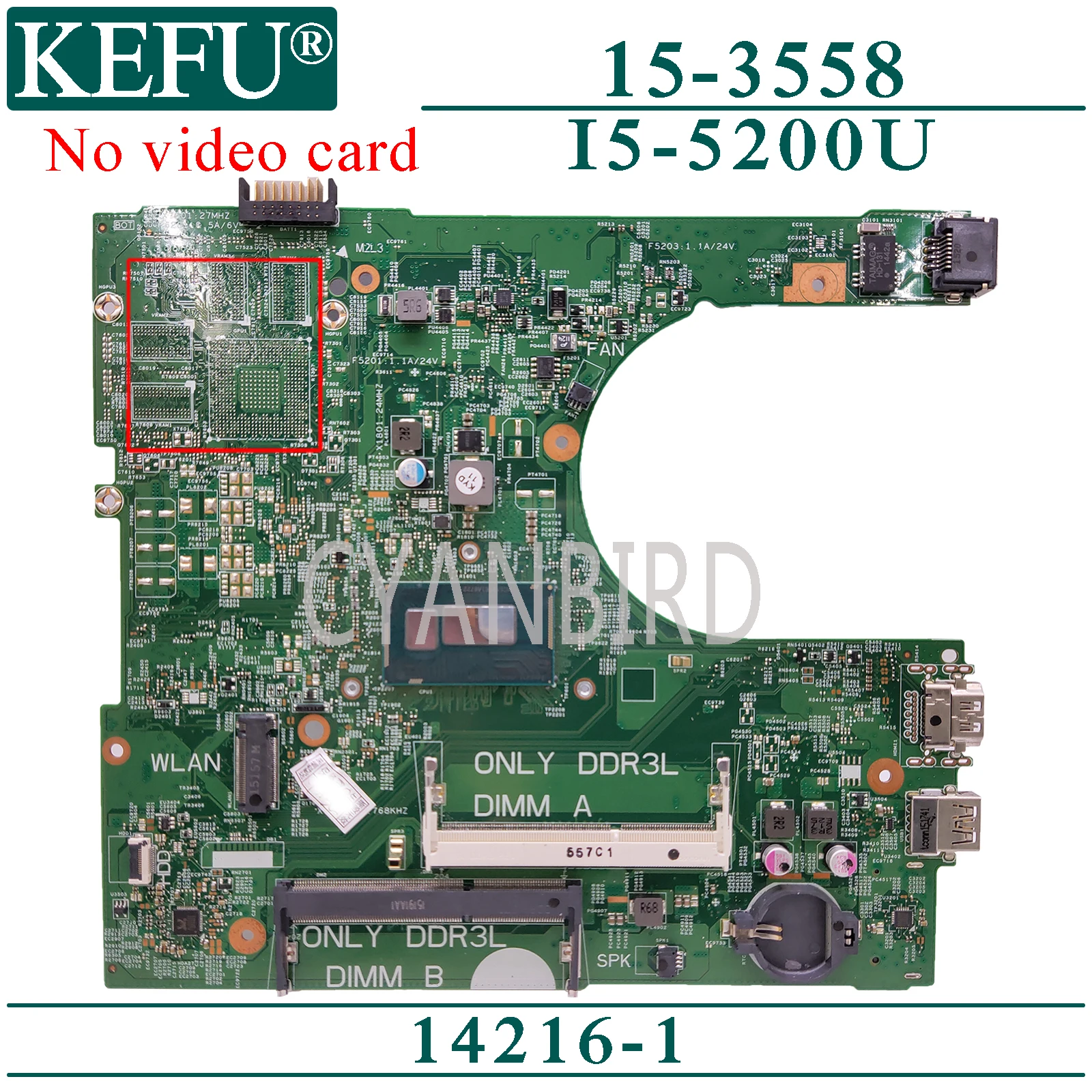 

Материнская плата KEFU 14216-1 для Dell Inspiron 14-3458 15-3558 с I5-5200U материнской платой ноутбука