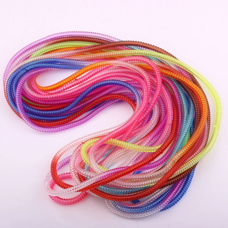 2020 Fashion luminous color silicone bracelet channel necklace long spiral telephone wire ring tube for phone usb cable |