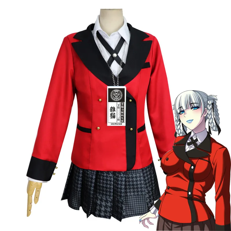 

JP Anime Kakegurui Igarashi Sayaka Jabami Yumeko Japanese High School Uniform Compulsive Gambler Runa Yomozuki Kakegurui Cosplay