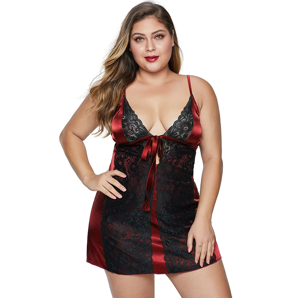 5XL размера плюс нижнее белье Babydoll женское кружевное сексуальное на бретельках