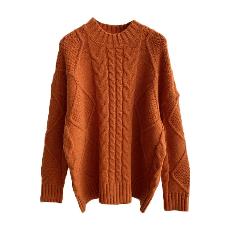 

Lazy sweater for women autumn / winter 2020 new Korean twist Pullover loose and thin, bottomed sweater top fashion